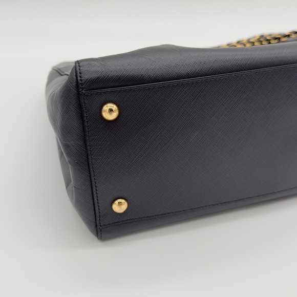 Salvatore Ferragamo Leather Chain Tote Bag Handbag Grey Gold - Picture 9 of 16